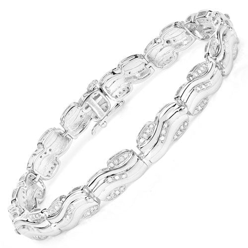0.84 Carat Genuine White Diamond Sterling Silver Bracelet