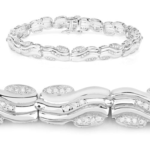 0.84 Carat Genuine White Diamond Sterling Silver Bracelet
