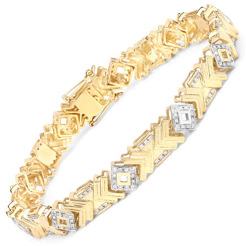 Bracelet en argent sterling avec diamant blanc véritable de 0,98 carat