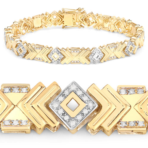 Bracelet en argent sterling avec diamant blanc véritable de 0,98 carat