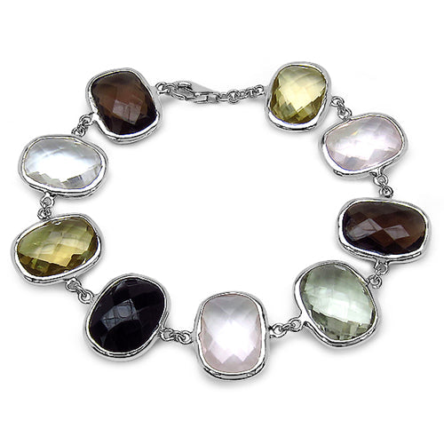 Bracelet en argent sterling .925 multi-stones de 76,43 carats