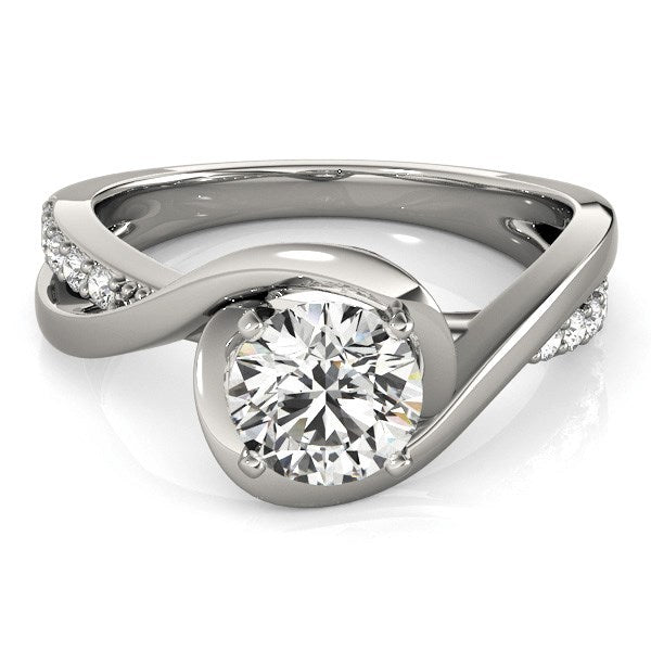 14k White Gold Split Band Bypass Diamond Engagement Ring
