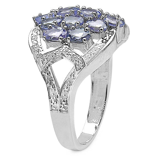 2.38 Carat Genuine Tanzanite Sterling Silver Engagement Ring