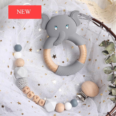 Modern Luxury Pacifier Clip with Elephant Pendant