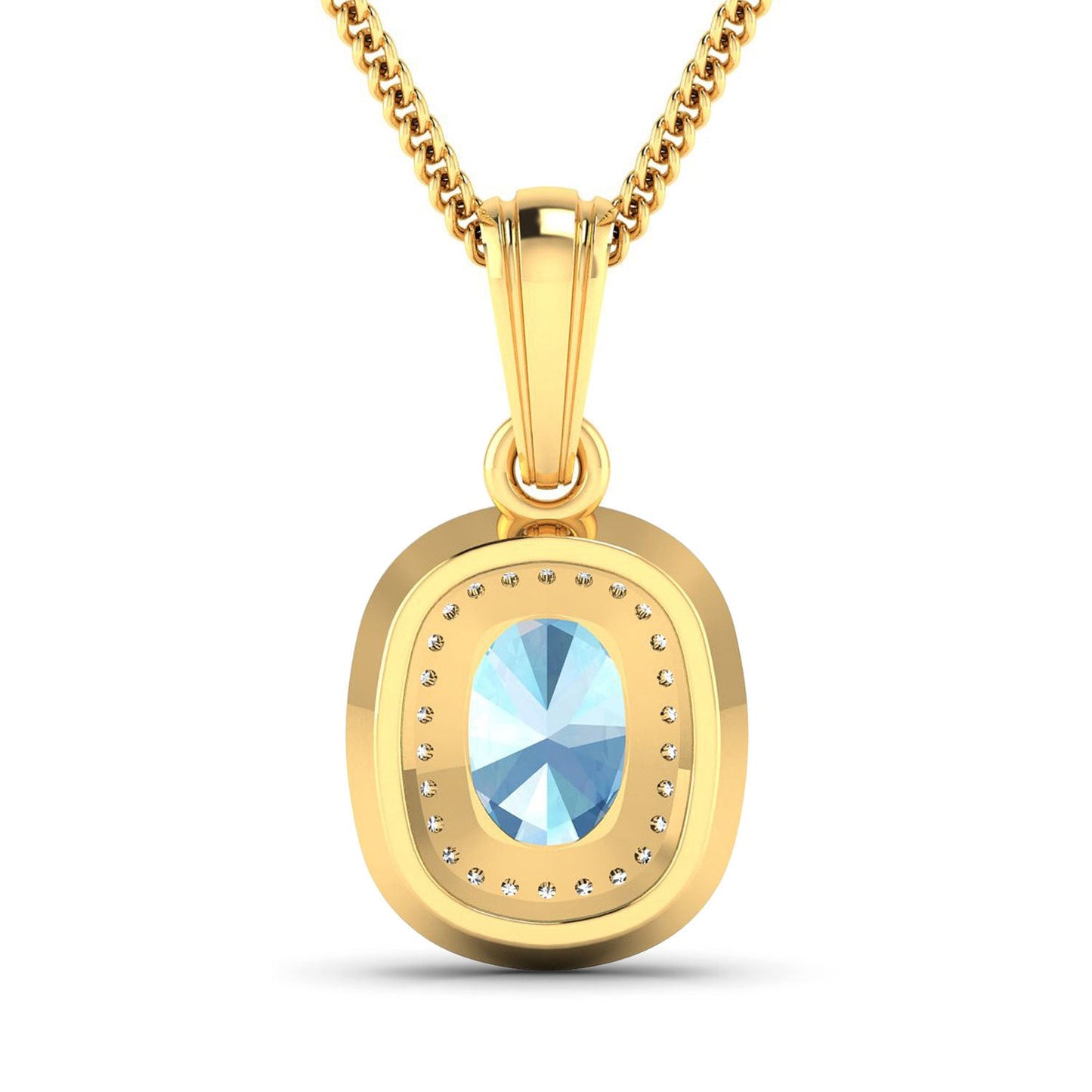 1.35 Carat Aquamarine & Diamond 14K Yellow Gold Pendant