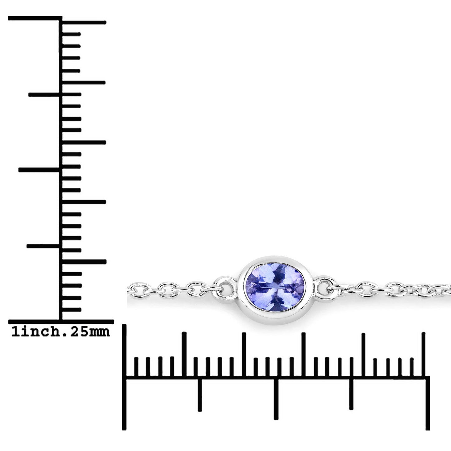 Bracelet en argent sterling de 1,65 carat en tanzanite véritable