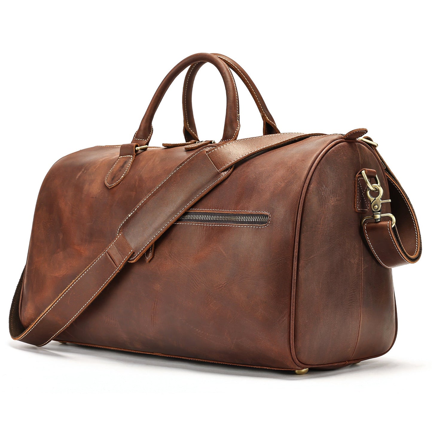 Bolso Cruzado de Cuero Vintage de Gran Capacidad para Viajes