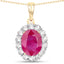 2.56 Carat Genuine Burma Ruby and White Diamond Pendant in 18K Gold
