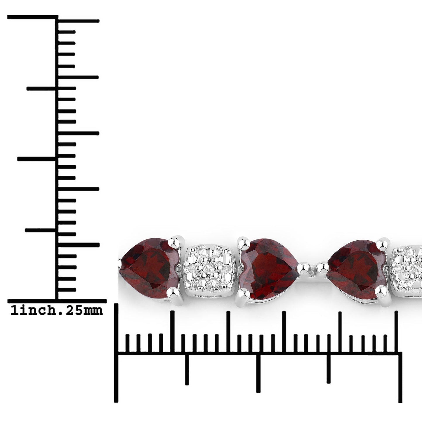 Bracelet en grenat véritable et diamants blancs de 11,10 carats