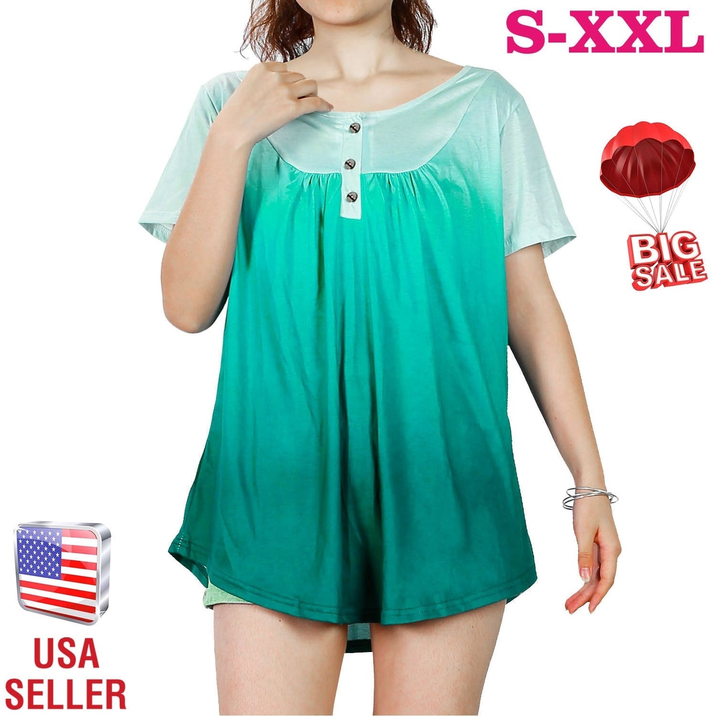 Women's Floral Printed Summer Blouse - Casual Short Sleeve Top