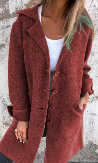 Lapel Single Breasted Cardigan with Pockets