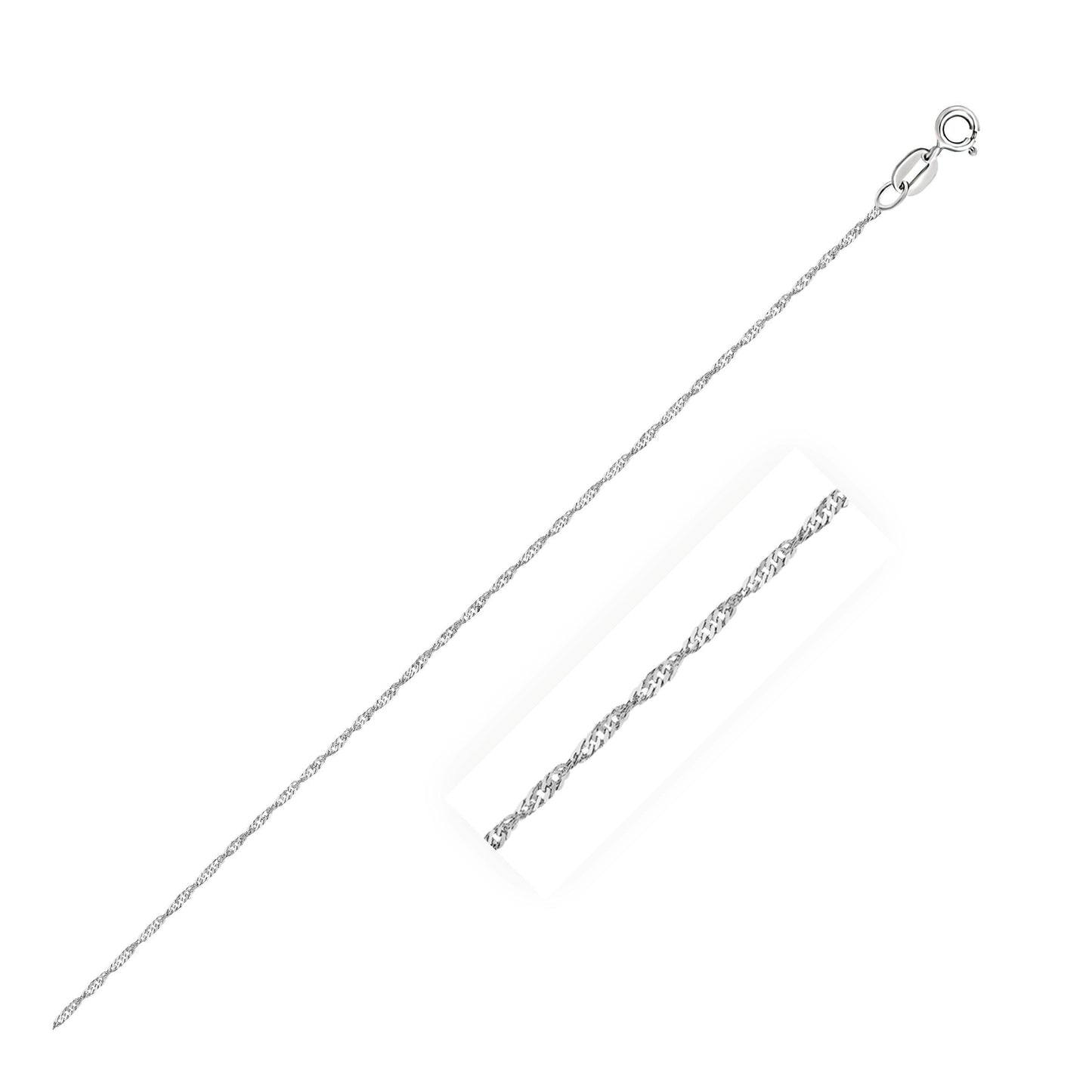 Cadena de Singapur de Oro Blanco de 14k - 0.8mm