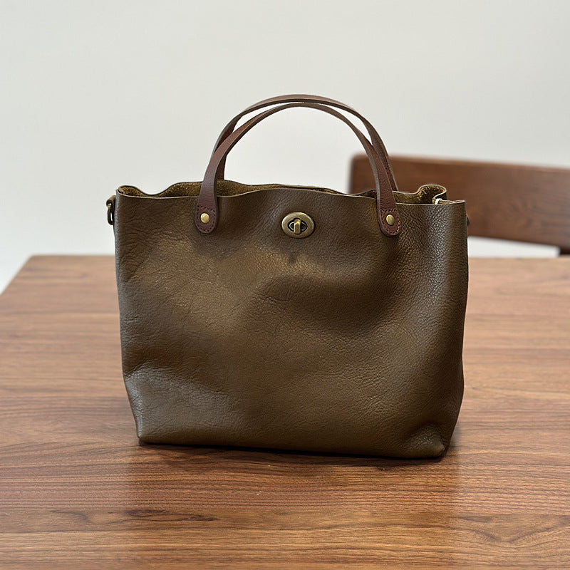 Sac à main shopper en cuir véritable pour femmes