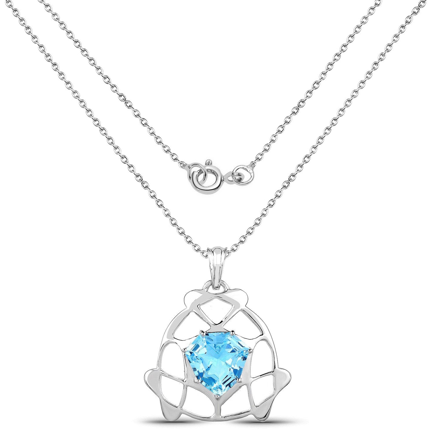 11.50 Carat Swiss Blue Topaz Pendant in Sterling Silver
