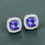 5.98 Carat Genuine Tanzanite and White Diamond Earrings in 14K Gold