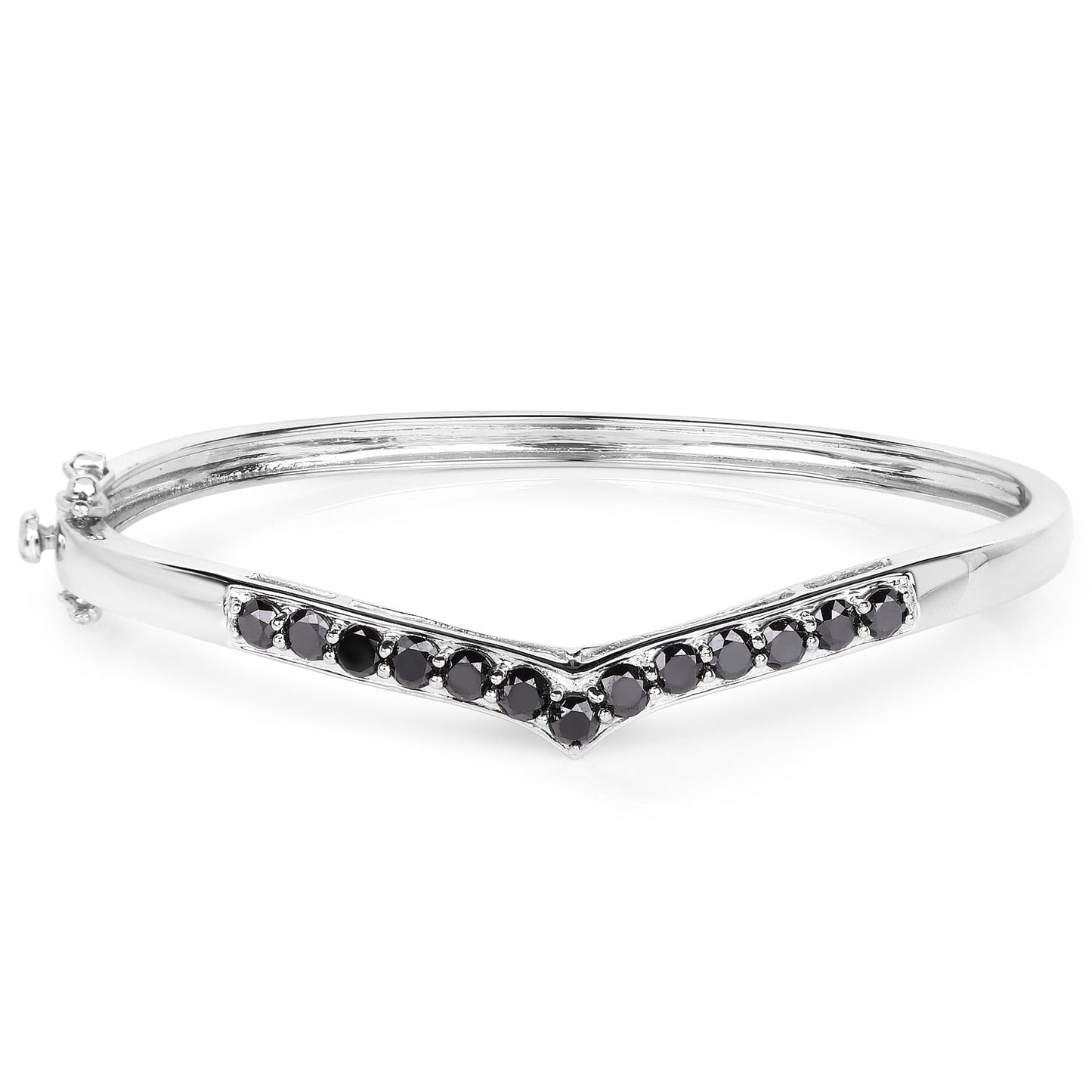 2.28 Carat Genuine Black Diamond Sterling Silver Bangle