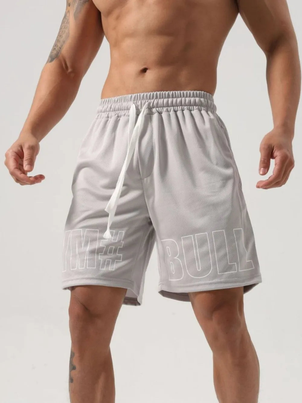 Shorts à cordon pour hommes grande taille avec lettres