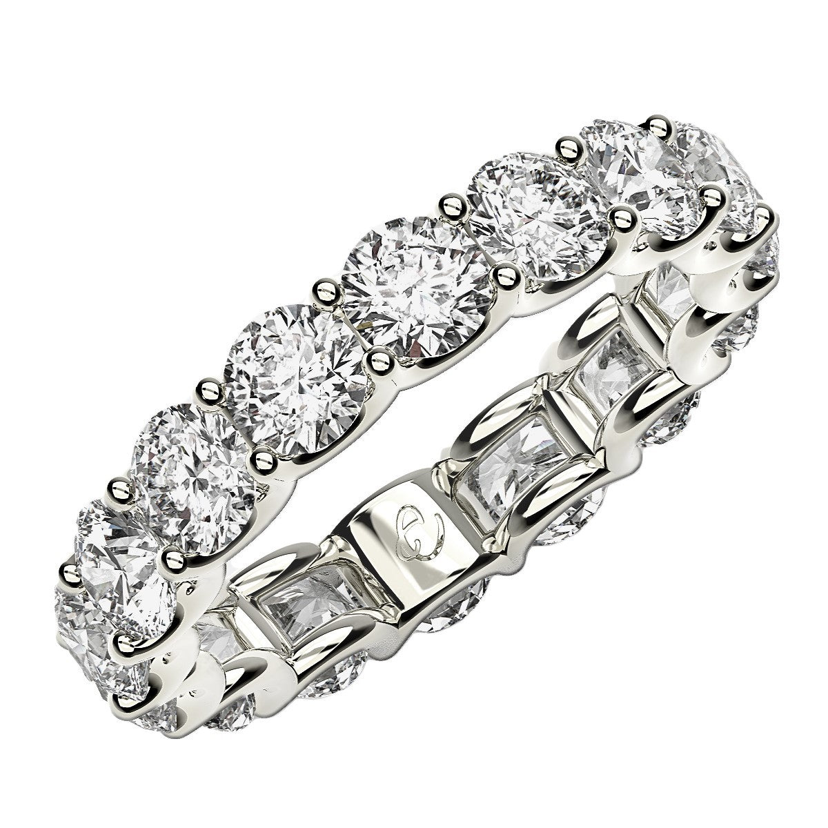 Round Cut Lab Grown Diamond Eternity Ring in 14k White Gold