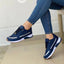 Women's Casual Flat Style Pumps - Color Matching Lace-up Sneakers