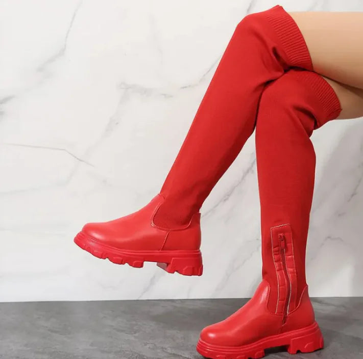 Botas de Plataforma Tejidas Acogedoras