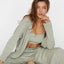 Ribbed Drop Sleeves Women's Sleepwear Set