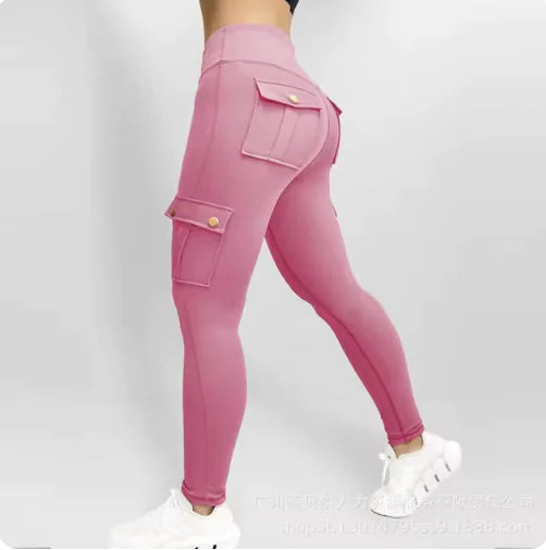 Pantalones de Trabajo Fitness de Alta Elasticidad con Bolsillos para Mujeres