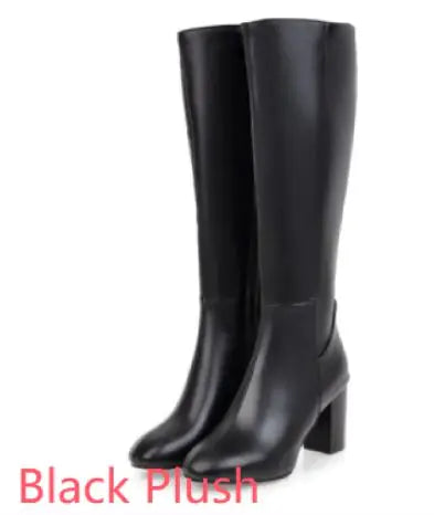 Bottes rétro à bout carré pour femmes avec fermeture éclair latérale