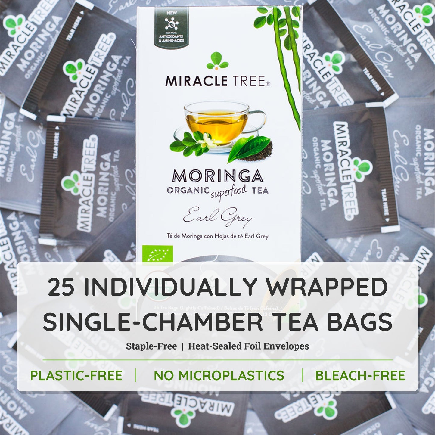 Organic Moringa Earl Grey Tea - 25 Wrapped Bags