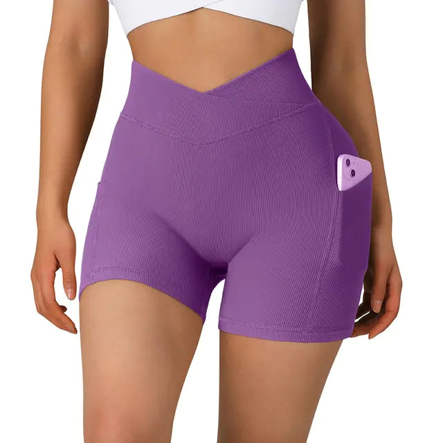 Shorts de Yoga Sin Costuras de Cintura Alta para Mujeres