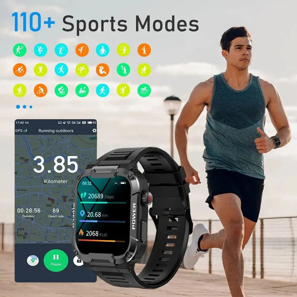 Montre intelligente militaire extérieure premium pour hommes