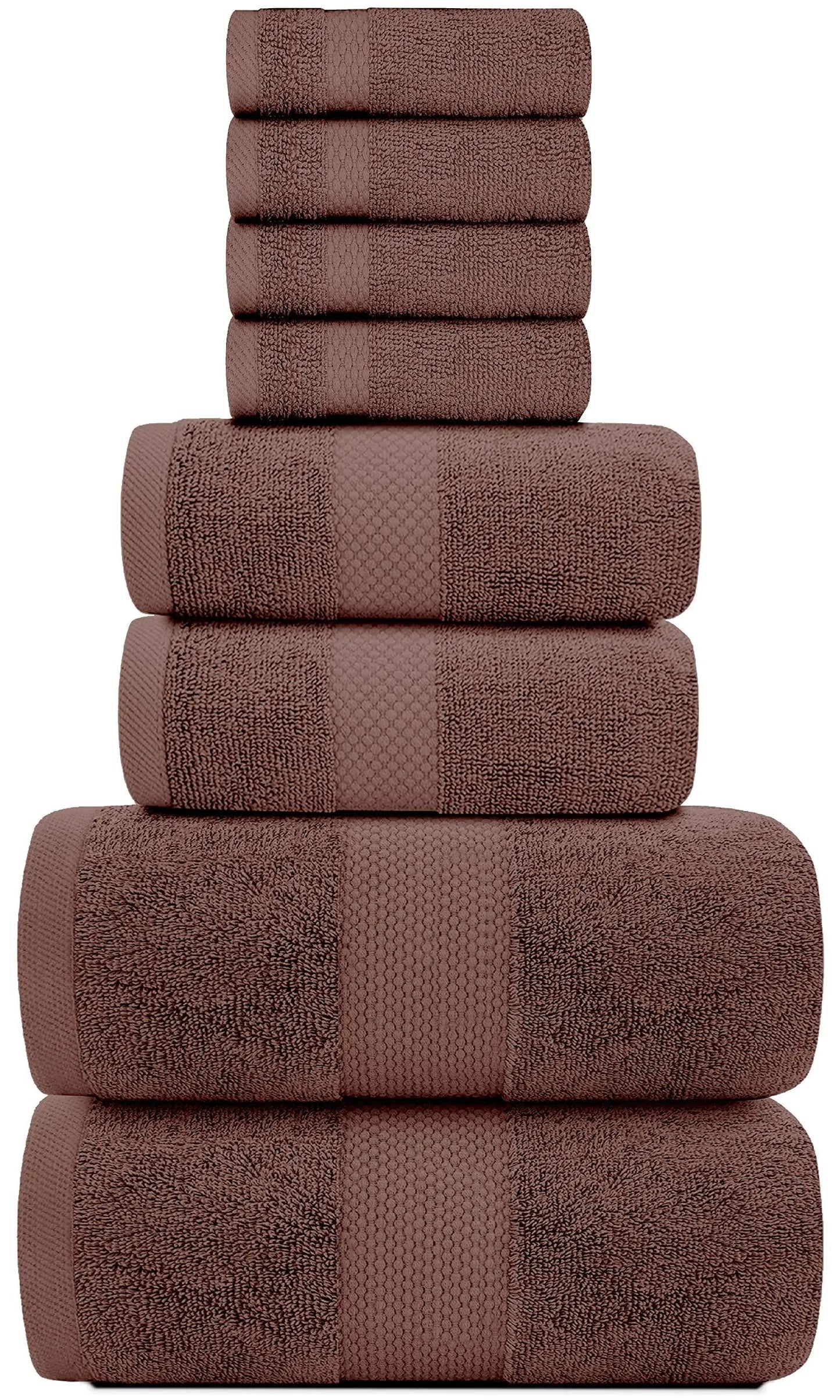 Luxury Brown Bath Towel 8 Piece Set - Combed Cotton Quality
