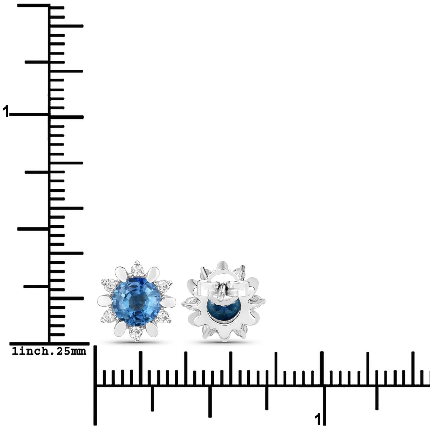 Boucles d'oreilles en saphir bleu véritable et diamants blancs de 1,87 carat