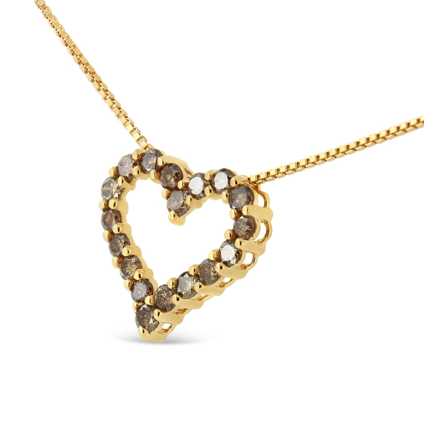Collar con Colgante de Corazón Baño de Oro de 14K con Diamantes Champagne
