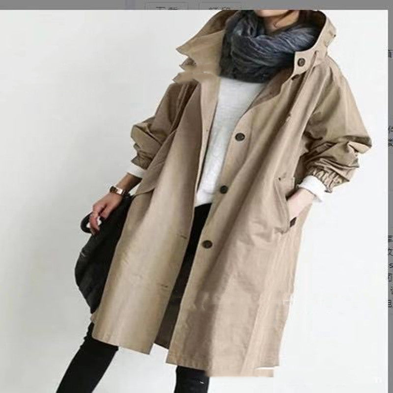 Women's Casual Windbreaker Jacket with Hood and Pockets