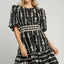 Elegant Black Ribbon Print Dress for Women