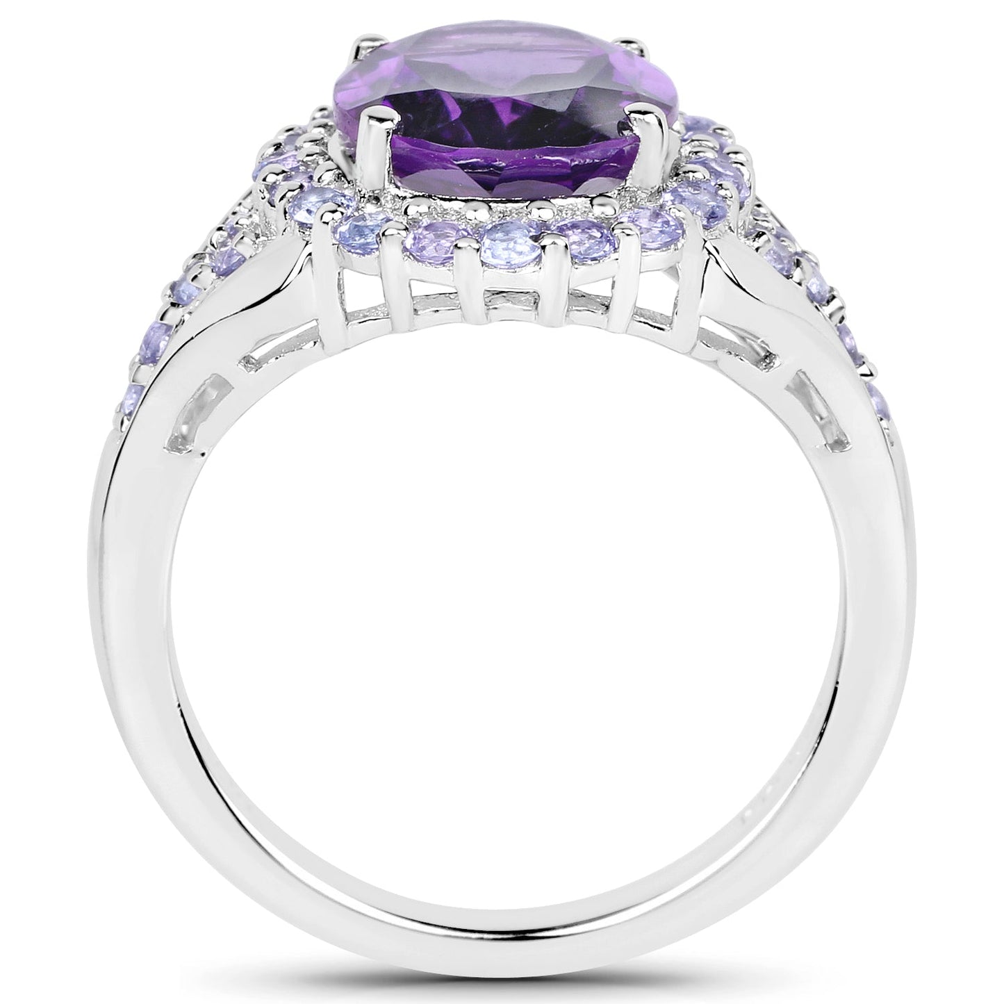Bague en argent sterling de 5,90 carats en améthyste et tanzanite véritable