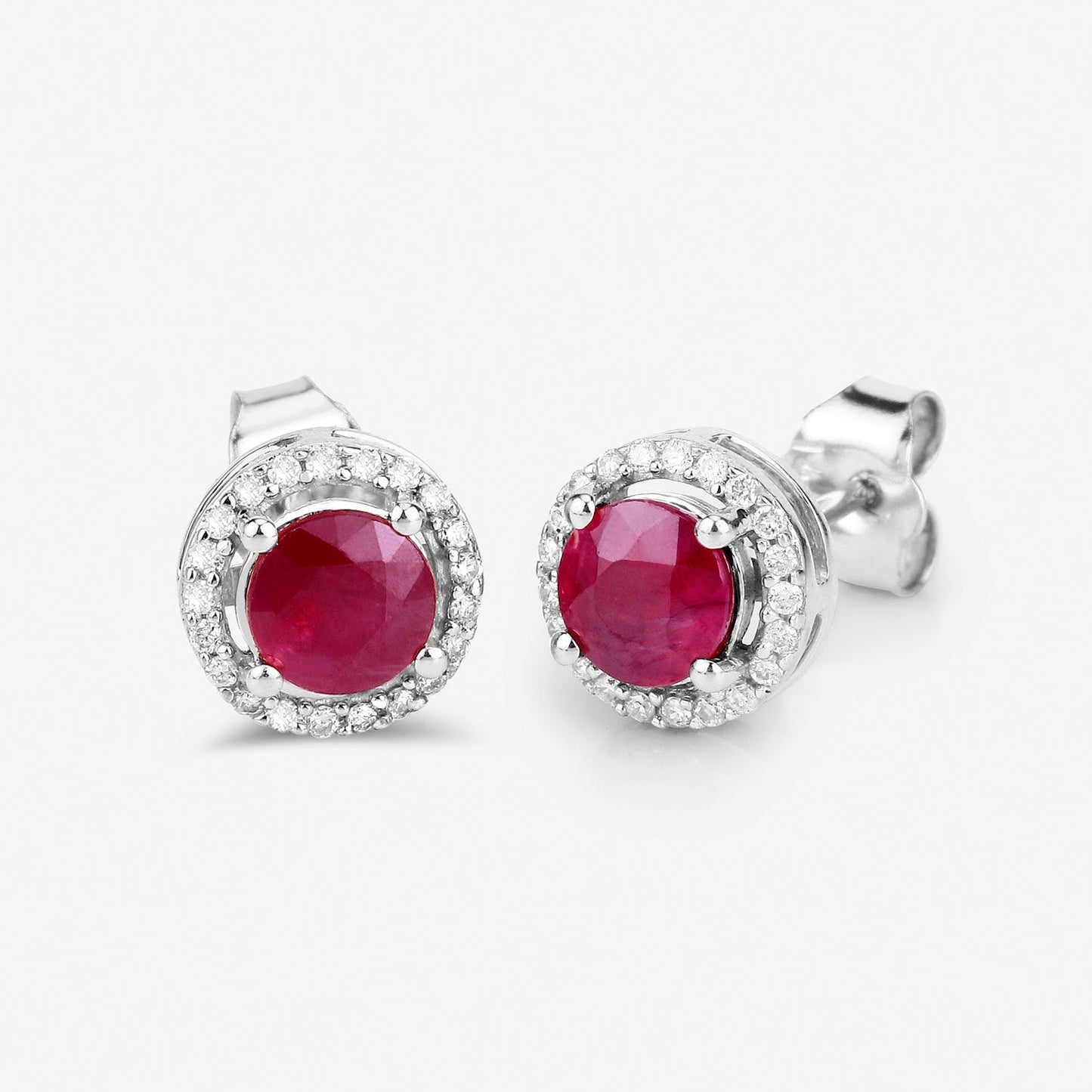 Pendientes de Rubí y Diamante de 1.22 Quilates en Oro Blanco de 14K