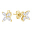 14K White Gold Marquise Diamond Floral Leaf Stud Earrings