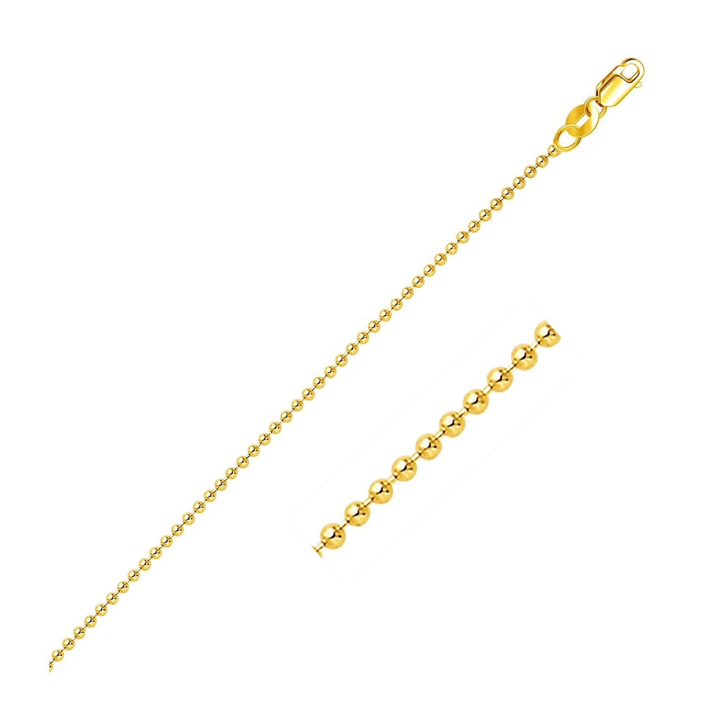 Chaîne à perles en or jaune 14k 1,5 mm
