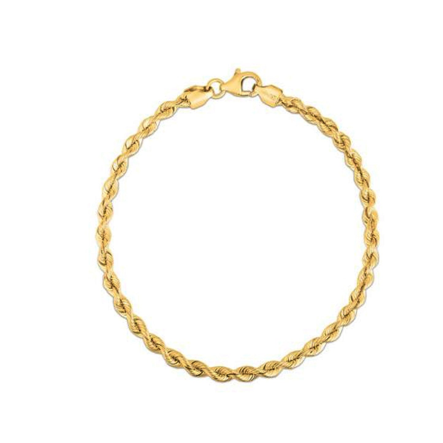 14k Yellow Gold Silk Rope Chain Bracelet (3.00 mm)