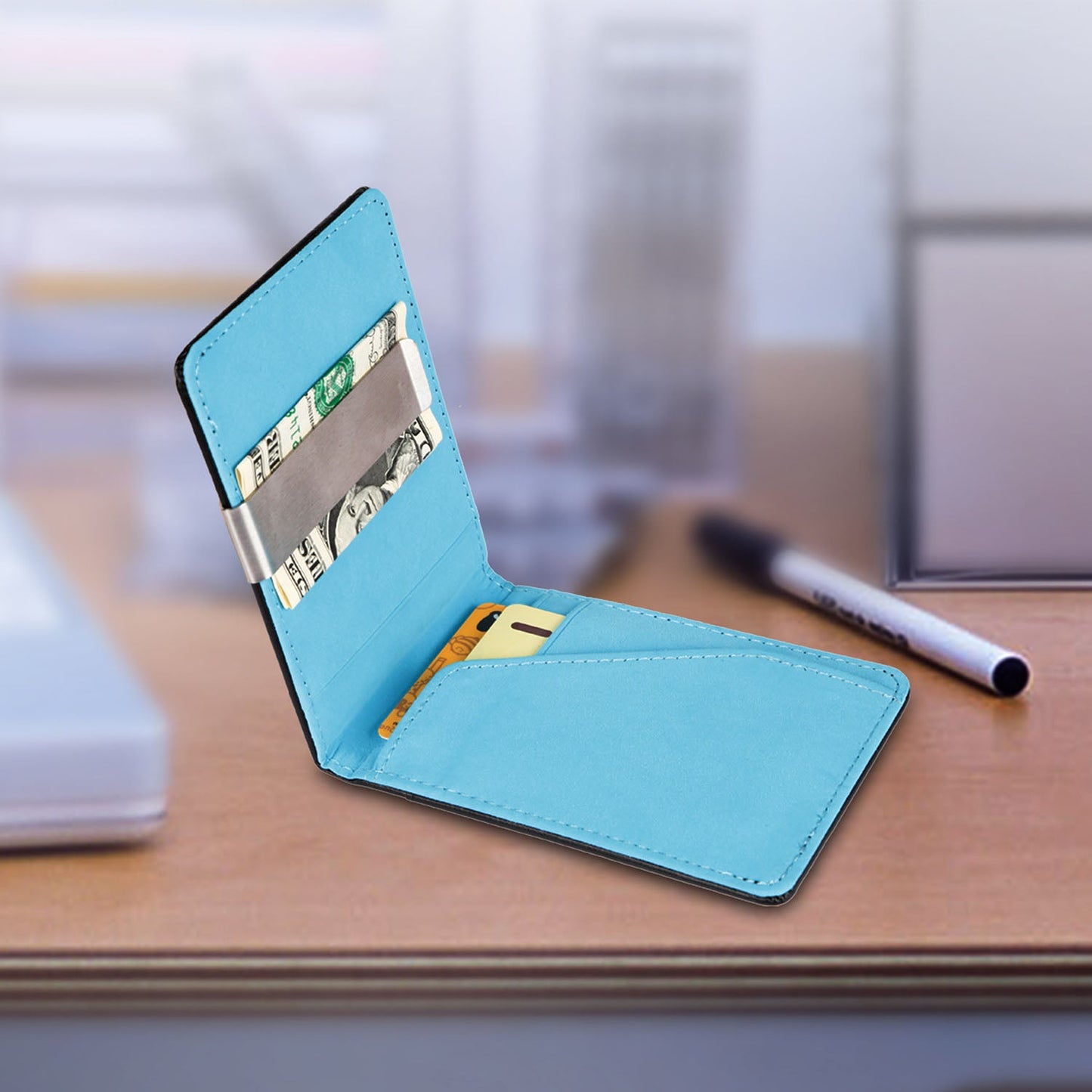 Unisex RFID Blocking Slim Bifold Wallet with Money Clip