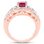 14K Rose Gold Plated Ruby and White Topaz Cocktail Ring