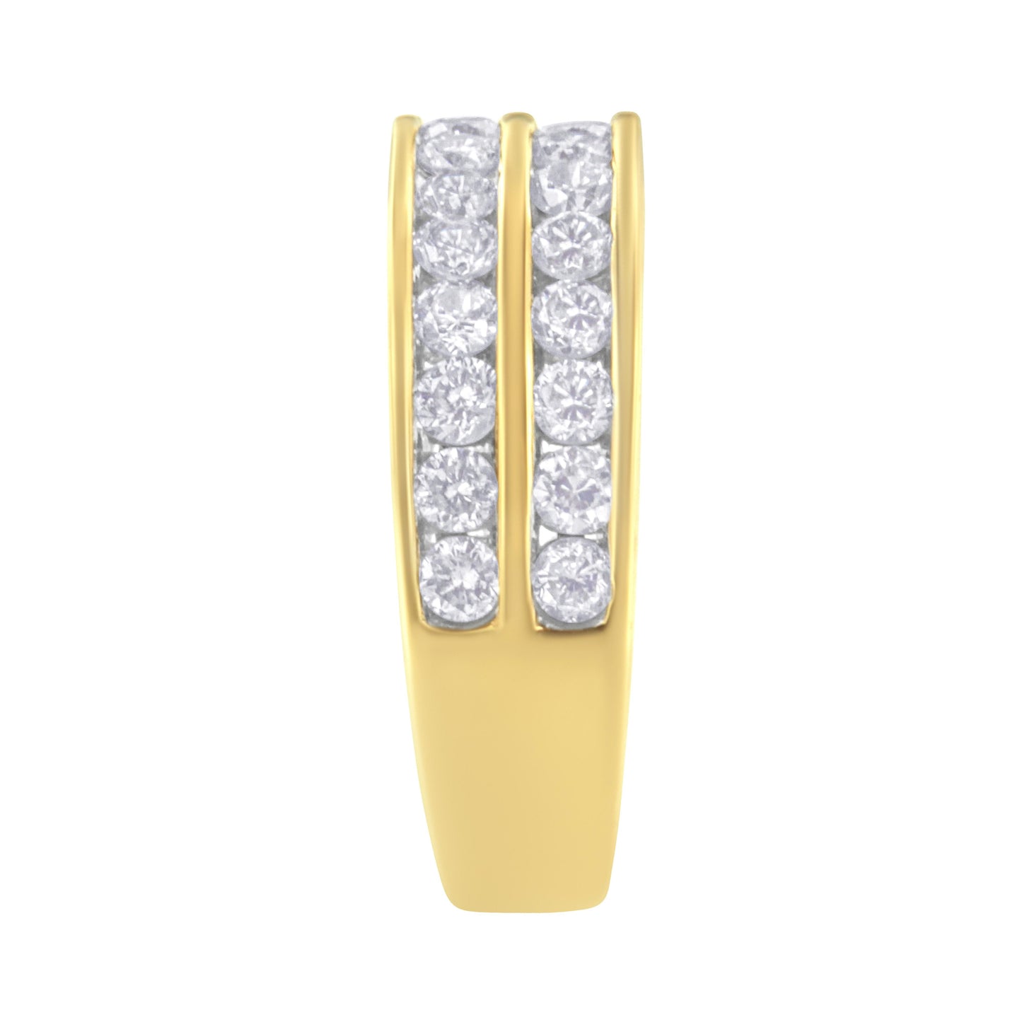 Anillo de banda de diamantes de dos filas de oro amarillo de 10K - Talla 6