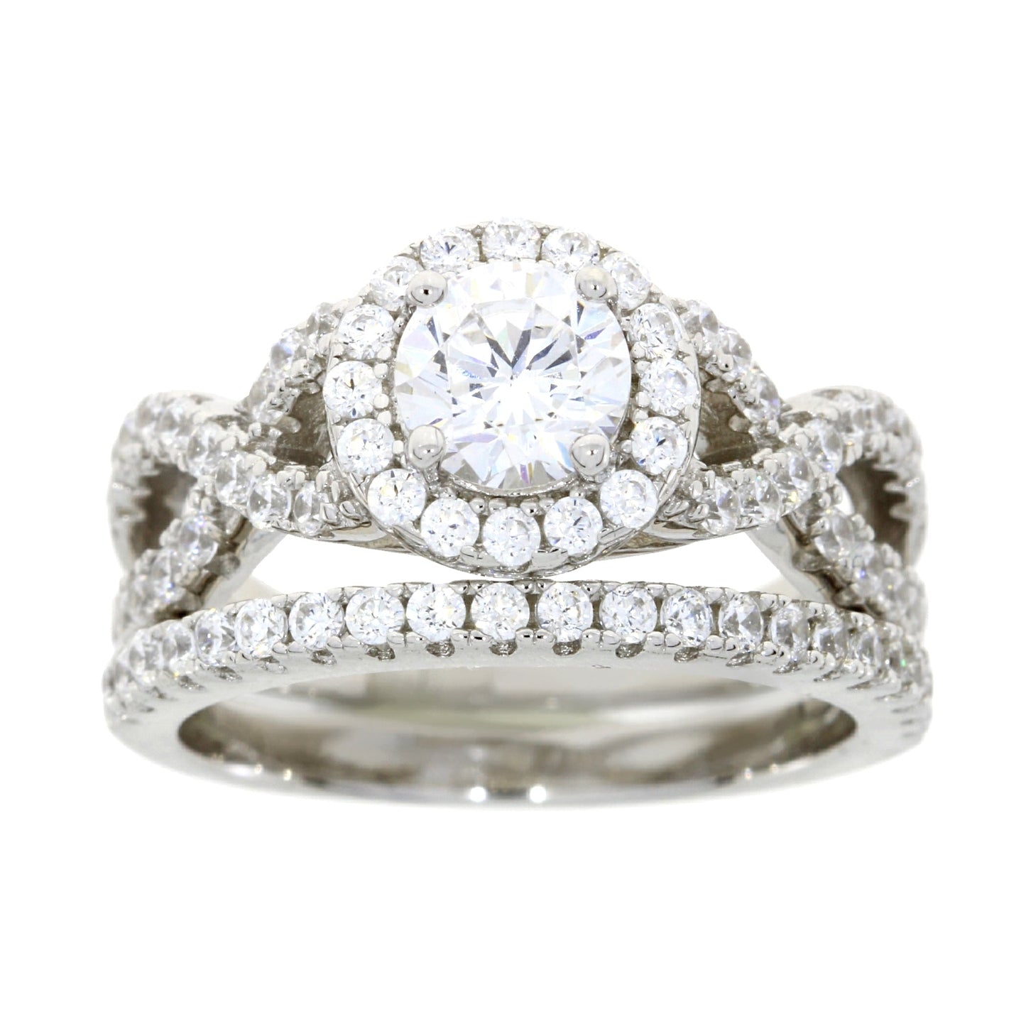 Natural Cubic Zirconium CZ Sterling Silver Engagement Ring