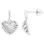 Sterling Silver Heart Diamond Accent Puff Earrings