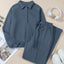 Collared Sweatshirt and High Waist Pants Active Set