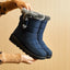 Botas de Nieve Impermeables de Piel Sintética para Mujer con Tacones Bajos