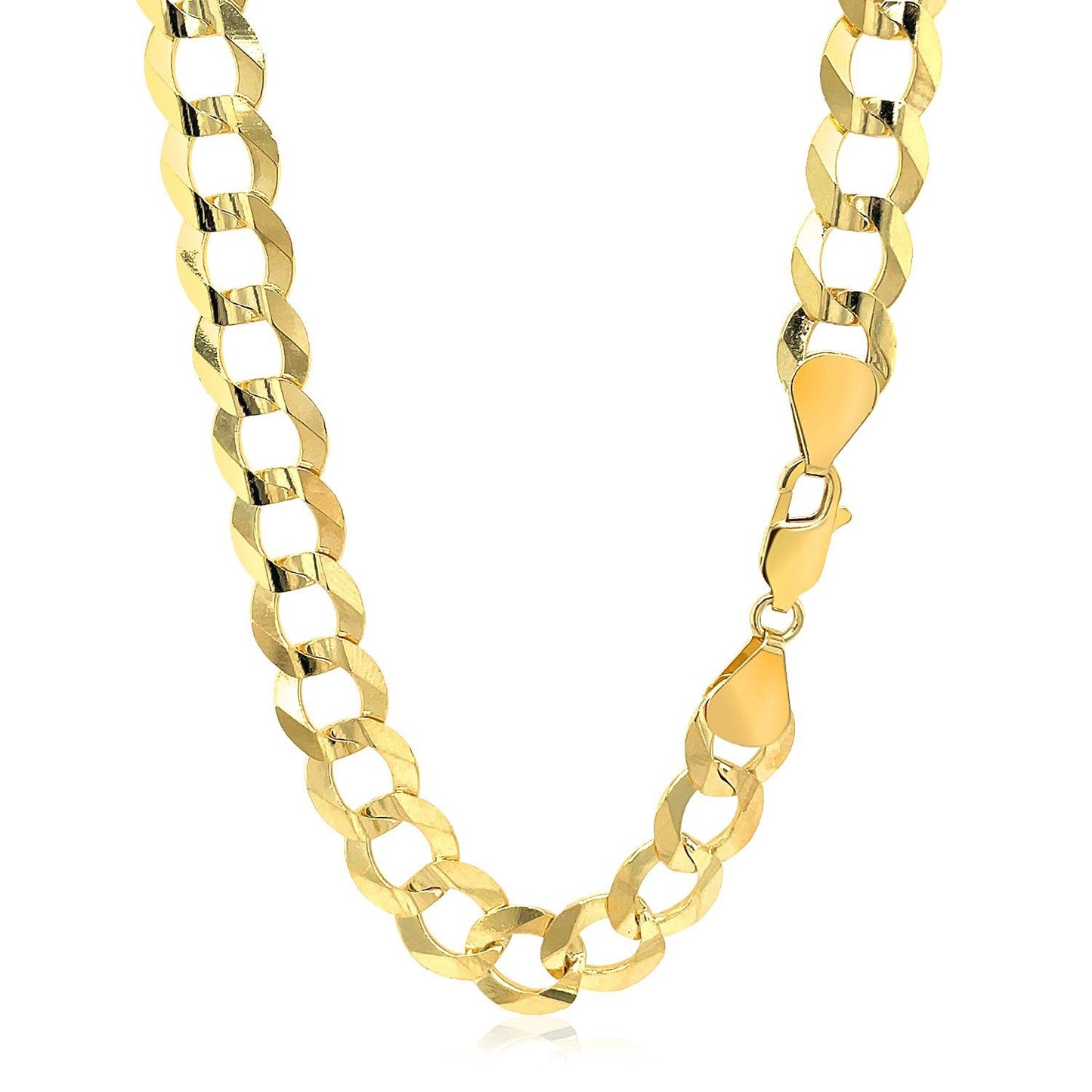 Chaîne Curb en Or Jaune 14k Solide 10,0 mm