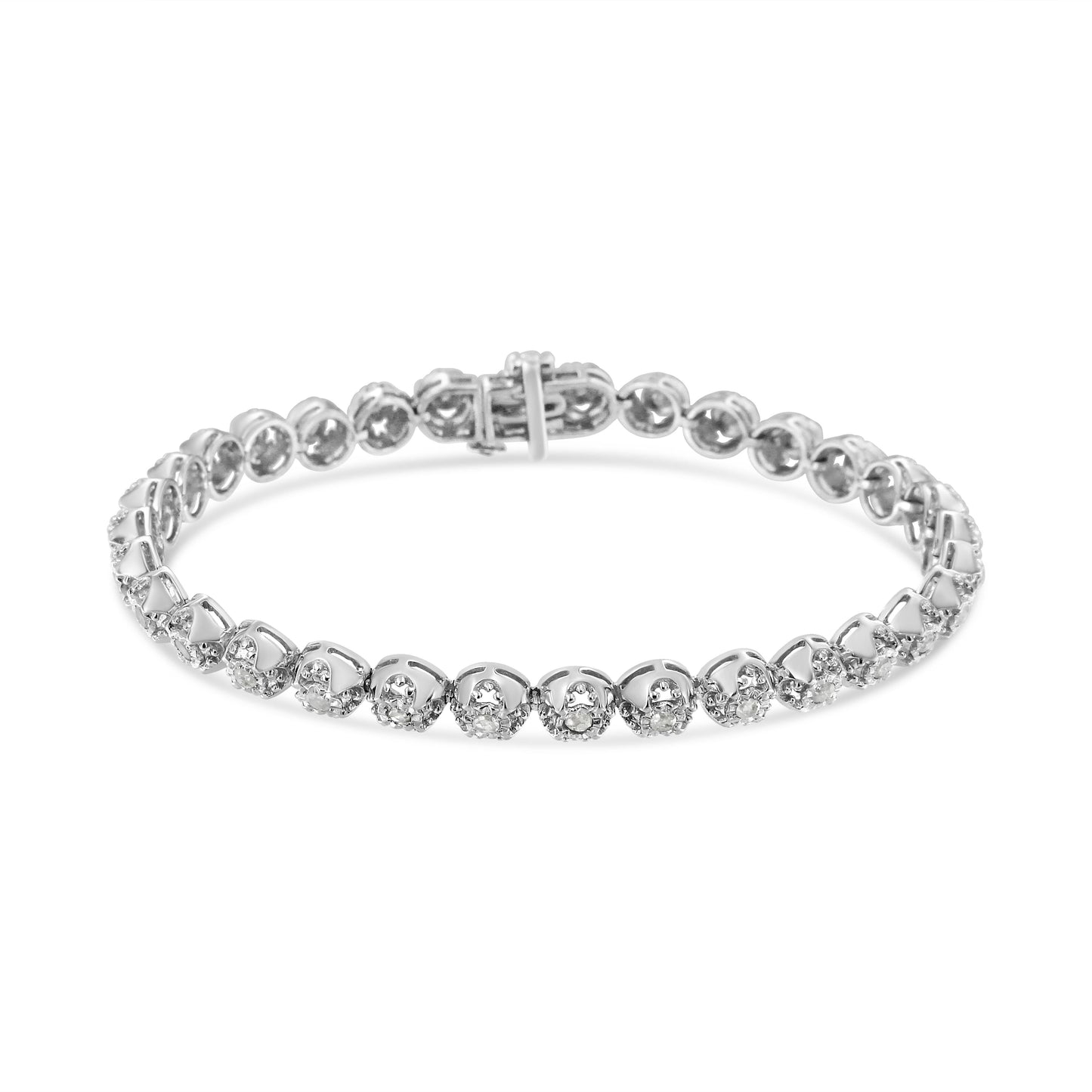 Pulsera de Tenis Cuatrohojas de Diamante de Plata Esterlina .925