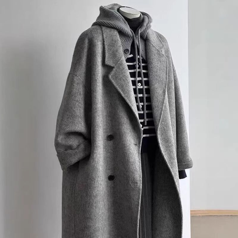 Premium Korean-Style Loose Mid-Length Wool Coat